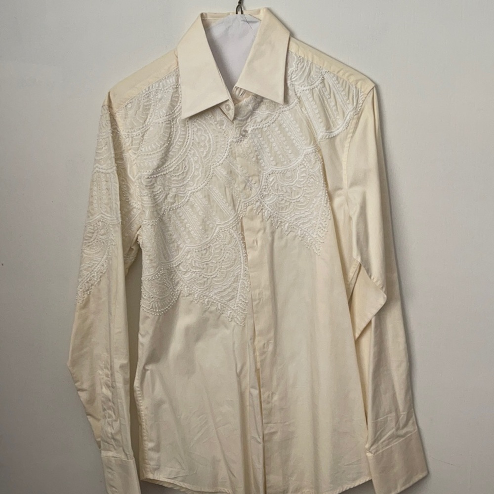 INC shirt with beaded embroidery details, Small